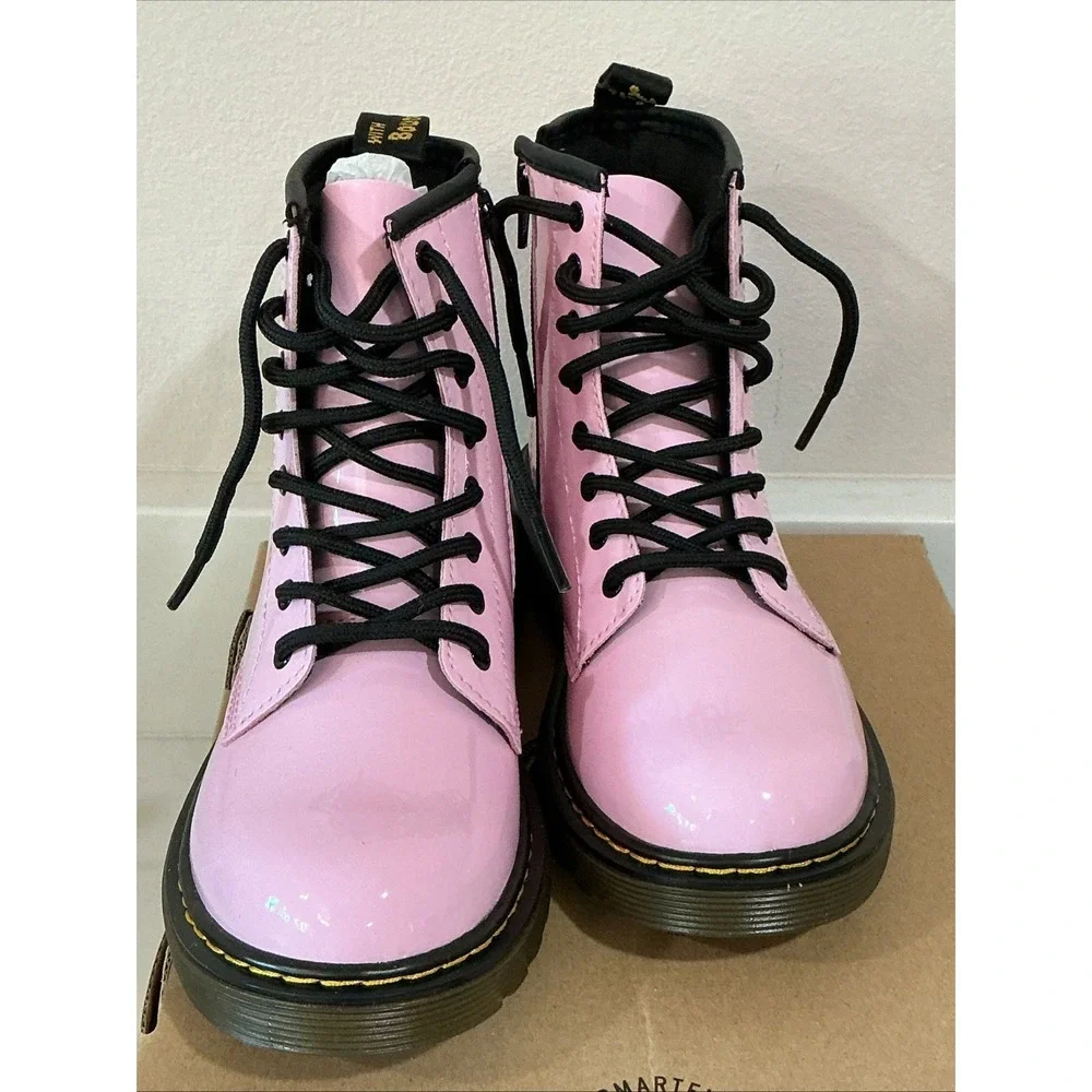 NEW Dr. Martens Boots 1460 Junior Pale Pink Patent Lamper Combat Sz 3 Kids NIB